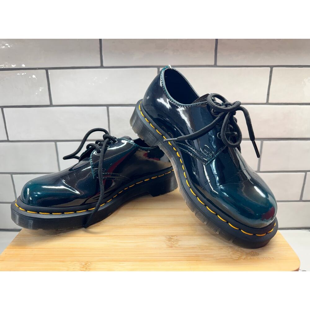 Dr Martens 1461 Teal Green Patent Vegan Oxford Shoe Men 4 Women 5 New